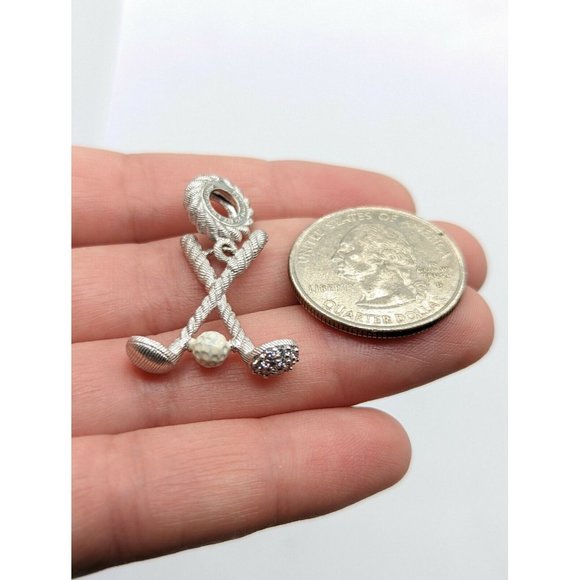 Judith Ripka Sterling Silver Enamel CZ Golf Ball Clubs Bead Charm - Picture 3 of 10